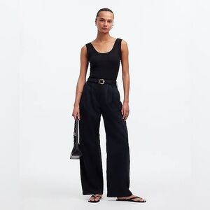 NWT Madewell The Harlow Wide-Leg Pant in Drapey Twill - Black - 6